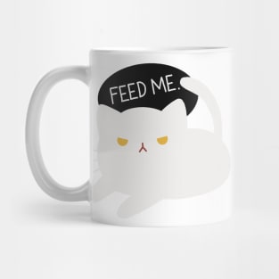 Cute Cat Design Feed Me | Kawaii White Cat Illustration | Cat Lover Gift | By Atelier Serakara Mug